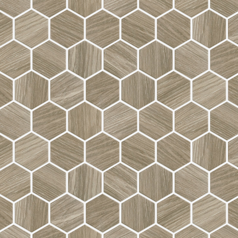 Llama 2" Hex 11-1/8 " x 12-5/8 " Porcelain Mosaic Floor and Wall Tile, Brown