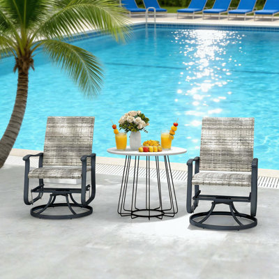 Set of 2 PE Wicker Swivel Glider Chairs (Yellow)
