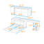 Grand lit escamotable en bois avec bureau rotatif et tablettes-338443978