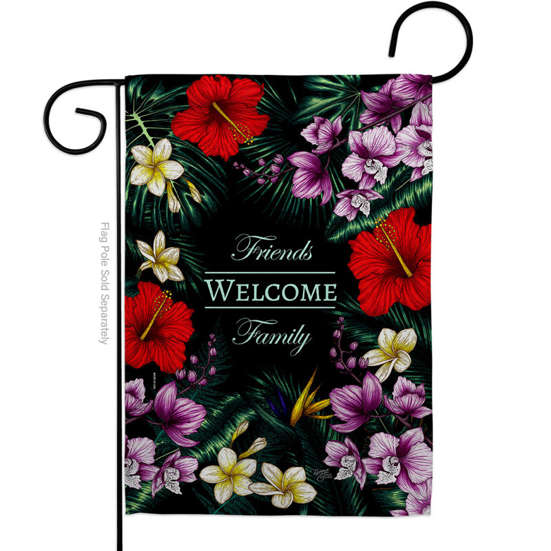 Drapeau de jardin tropical en polyester 2 faces, H 19 po x l 13 po