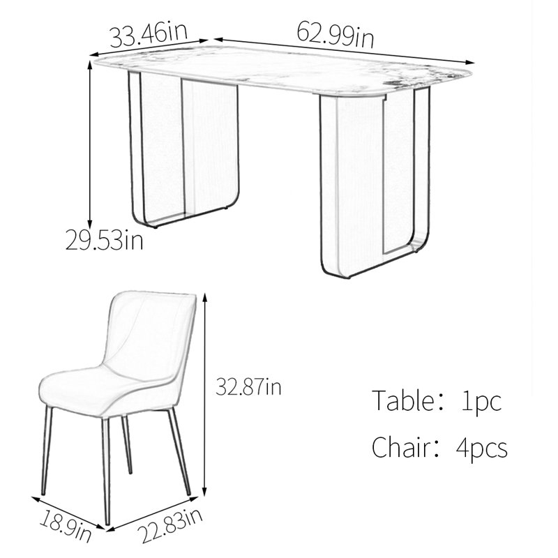 Light luxury high-end dining table set, 5