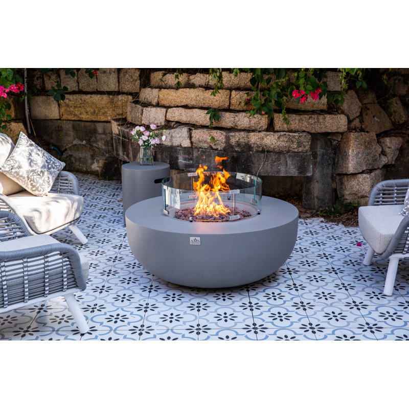 Eclipse 44" Round Propane Fire Pit Table with Wind Guard, Burner Lid & Tank Cover, Gray
