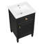 Meuble-lavabo noir de 20 po avec lavabo, pieds en bois massif, tablette réglable, tiroir inclinable, boutons en alliage de zinc, armoire autoportante moderne pour petite salle de bain-121018283
