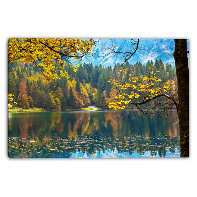 Golden Reflections Lake Wrapped Canvas Wall Art