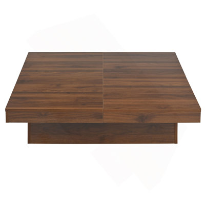 Square Veneer Coffee Table Sliding Top With Storage In Walnut 39.4''