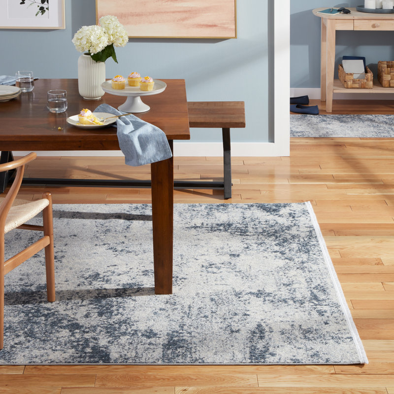 TOWN & COUNTRY EVERYDAY Rein Abstract Cloud Everwash Non-Slip Backing Washable Area Rug Blue/Gray, Rectangle 6'6" x 9'6"
