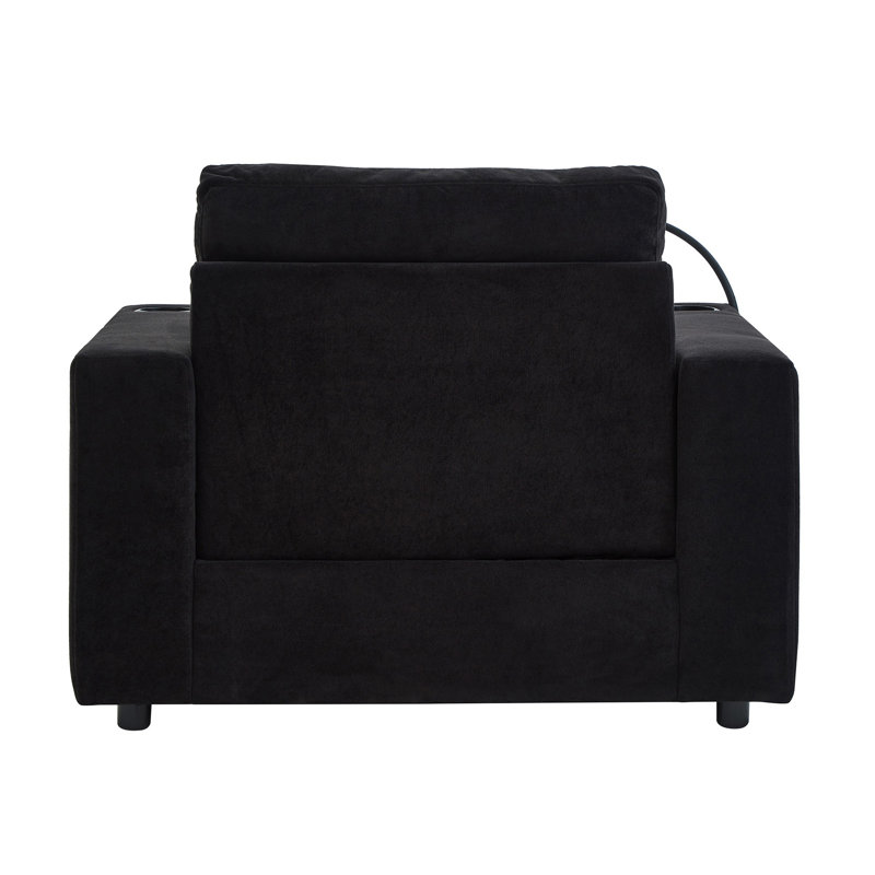 Fauteuil en chenille avec repose-pieds avec rangement, Noir