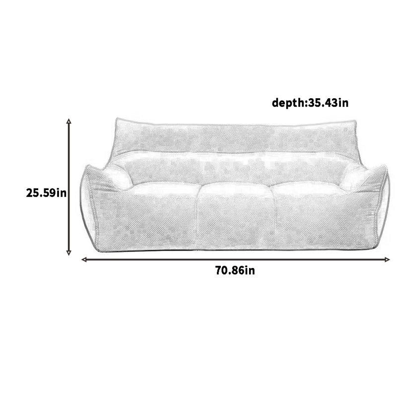 Canapé à billes rétro minimaliste, H 25,59 po x l 70,86 po x P 35,43 po, Polyester brun