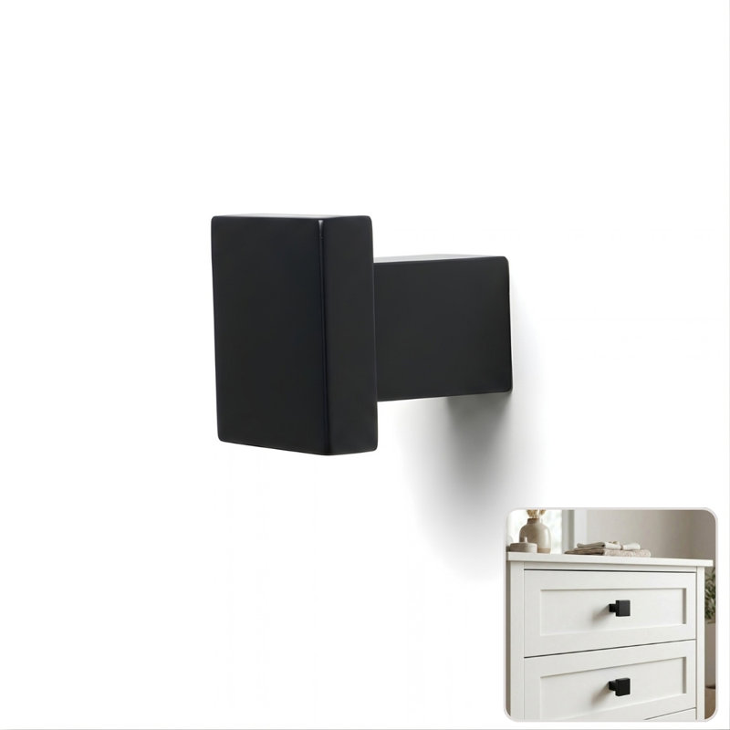ROUS Hardware Art Deco Square Knob, Charcoal (Black)