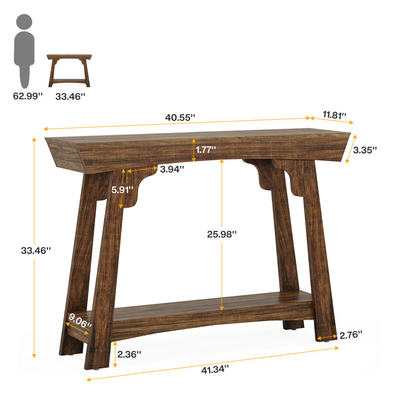 41.3 Inch 2-Tier Console Table With Storage Shelf