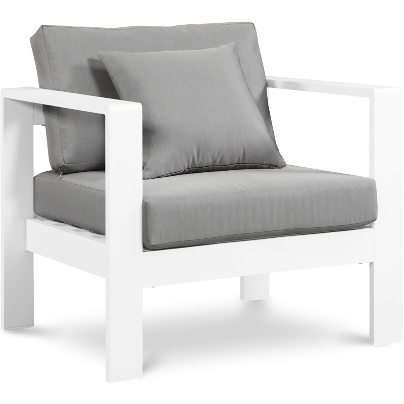 Lajoy Aluminum Outdoor Lounge Chair, Gray, White