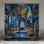 Rideau de douche intérieur bleu orné extra long