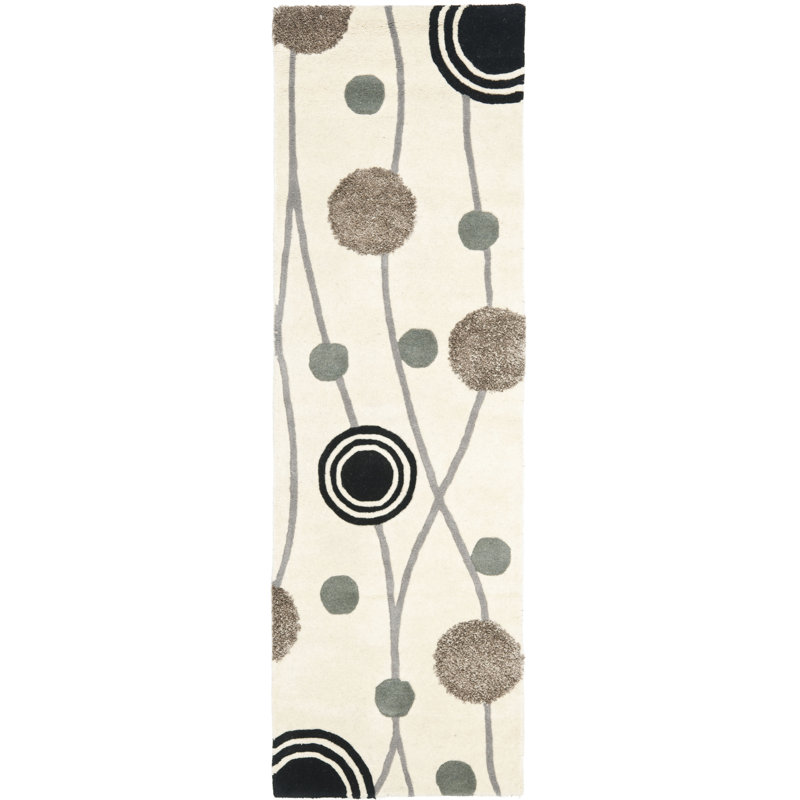 Tapis géométrique en laine touffeté à la main Soho, Tapis de couloir 2 pi 6 po x 8 pi