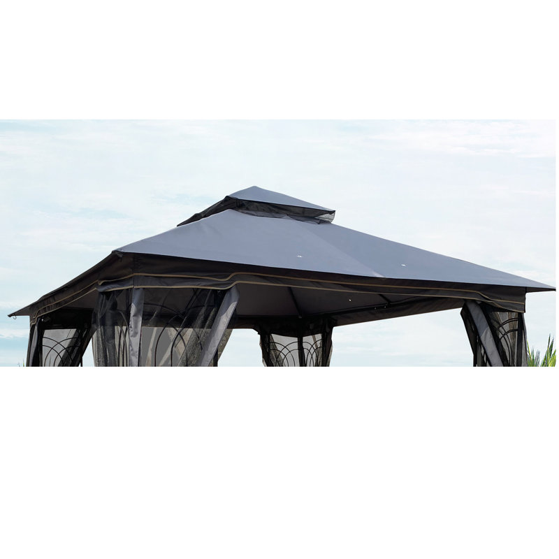 Remise de toit double en acier de 10 pi Stephanus L 10 pi. D Pavillon de jardin en acier, Gris