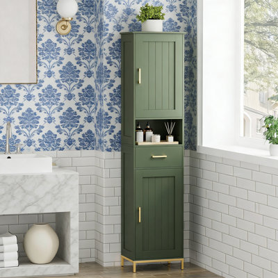 Tall Bathroom Storage Cabinet With Adjustable Shelves, Freestanding Cabinet With Doors And Drawer