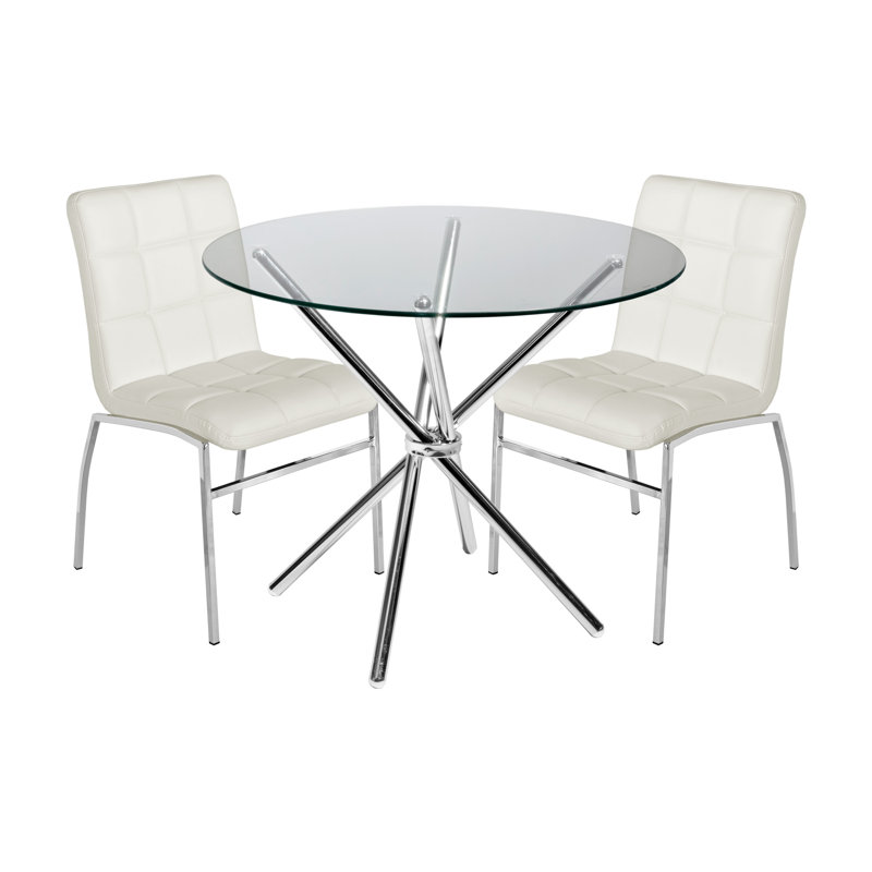 Aadaya 2 - Person Dining Set, Chrome, Cream