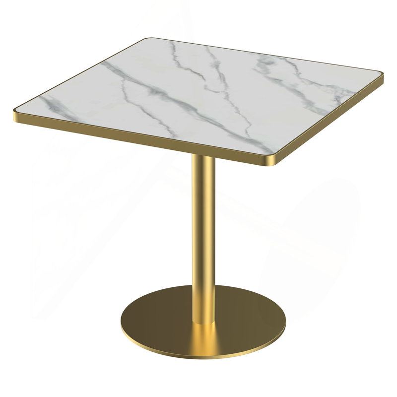 Square Modern Dinning Table 31.5 Inches Bistro Table Table With Faux Marble Top,Easy Assemble,Sturdy Metal Frame Diameter