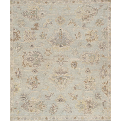 Oushak Hand-Knotted L. Blue Wool Area Rug