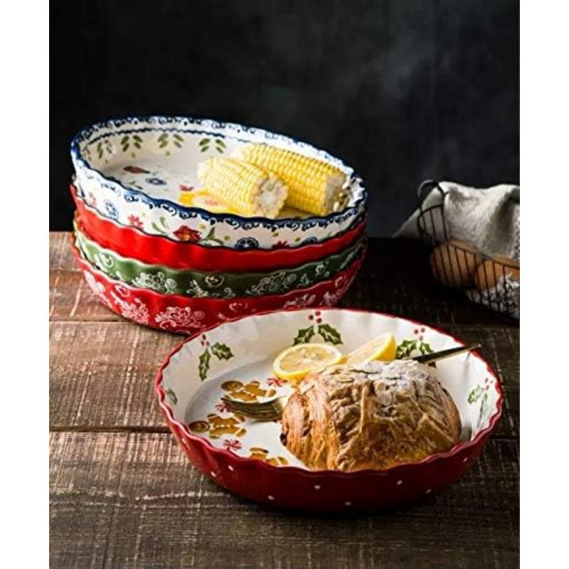 Hand-Painted Multicolor Ceramic 10.5 Inch Pie Dish