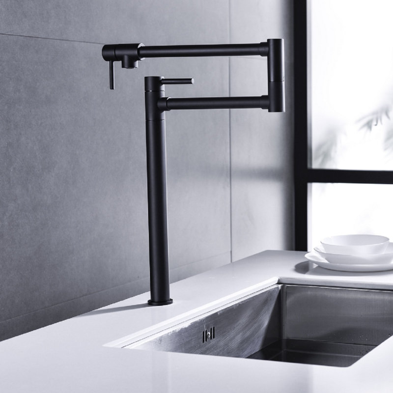 Robinet remplisseur de pot avec tige d'extension, Noir mat