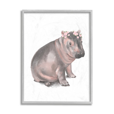 Illustration florale d'un bébé hippopotame floral