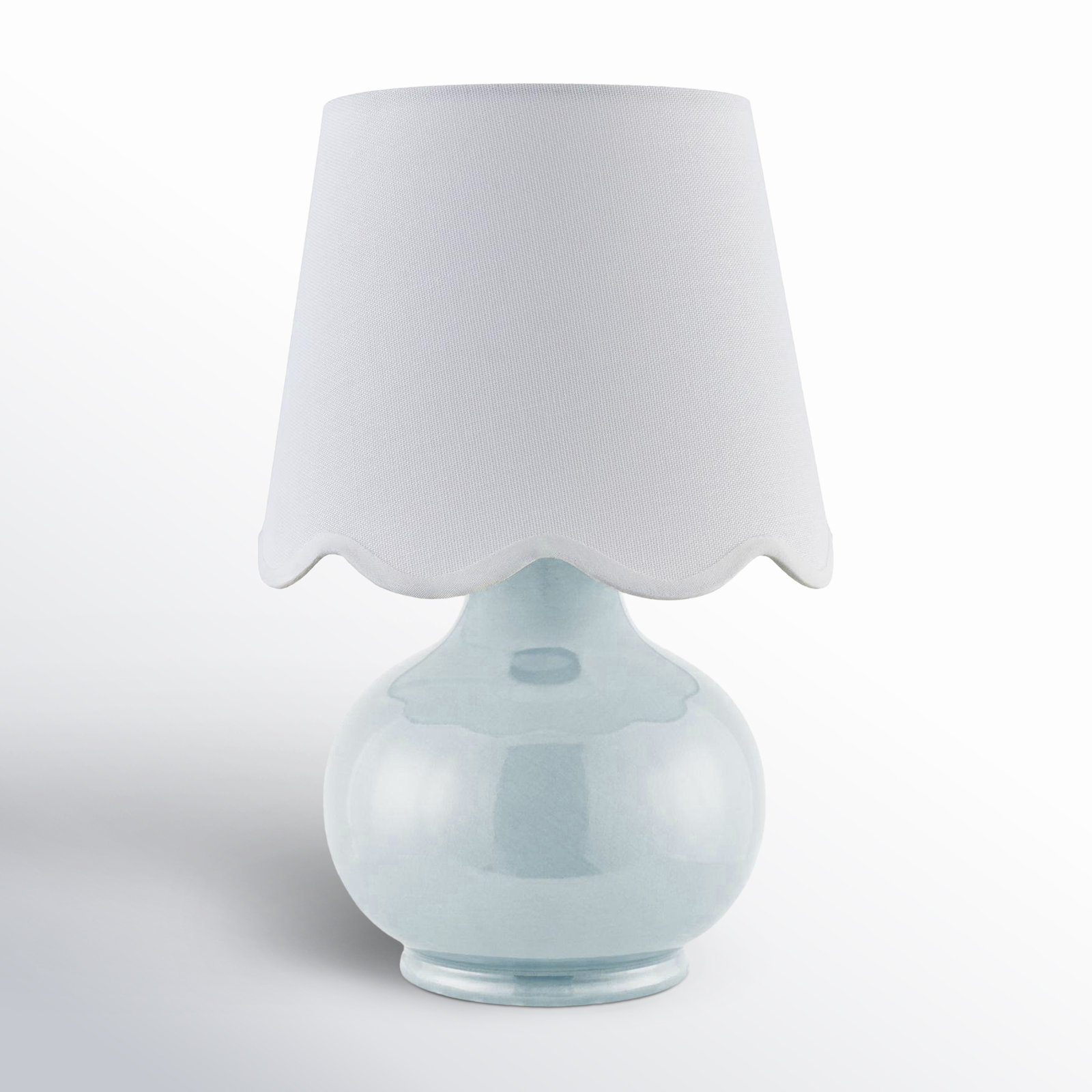 Momsen Scallop Shade Lamp, 13" H x 8" W x 8" D, Light Blue, White Twill