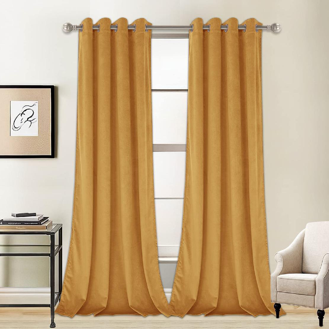 Ebern Designs Azarie Velvet Solid Colour Blackout Thermal Grommet ...