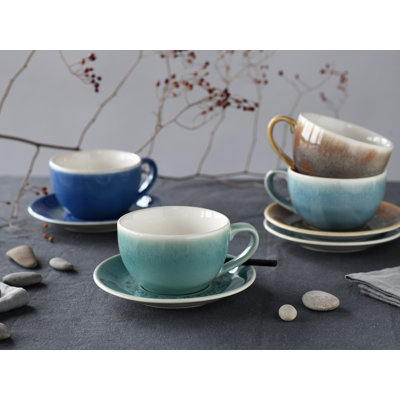 Caldera Stoneware Cappuccino Cup and Saucer