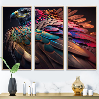 " Macro Colourful Feather Eagle II " 3 - Pieces