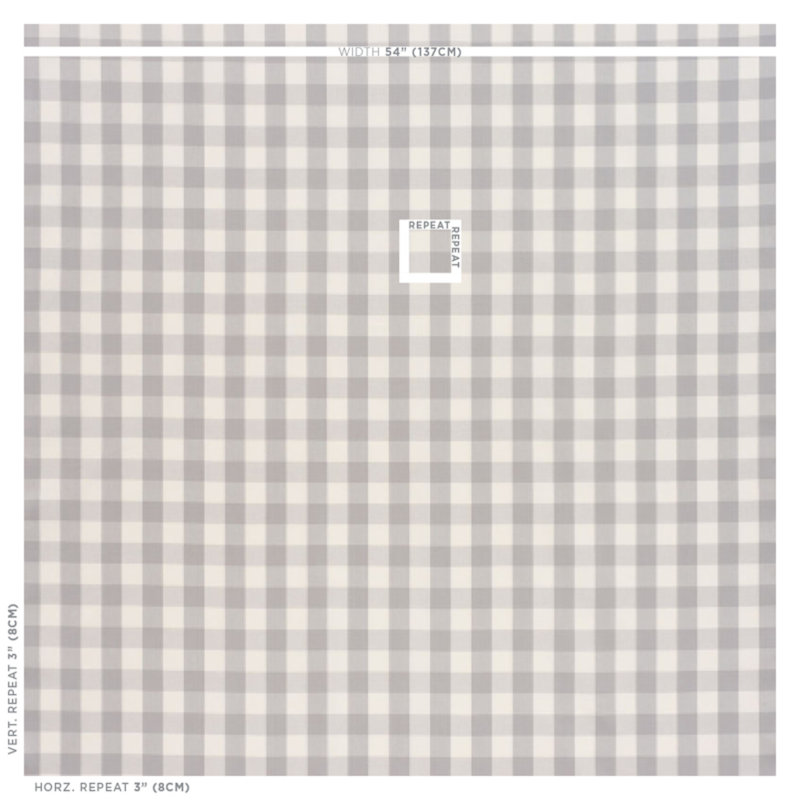 Camden Cotton Check Fabric, Gray