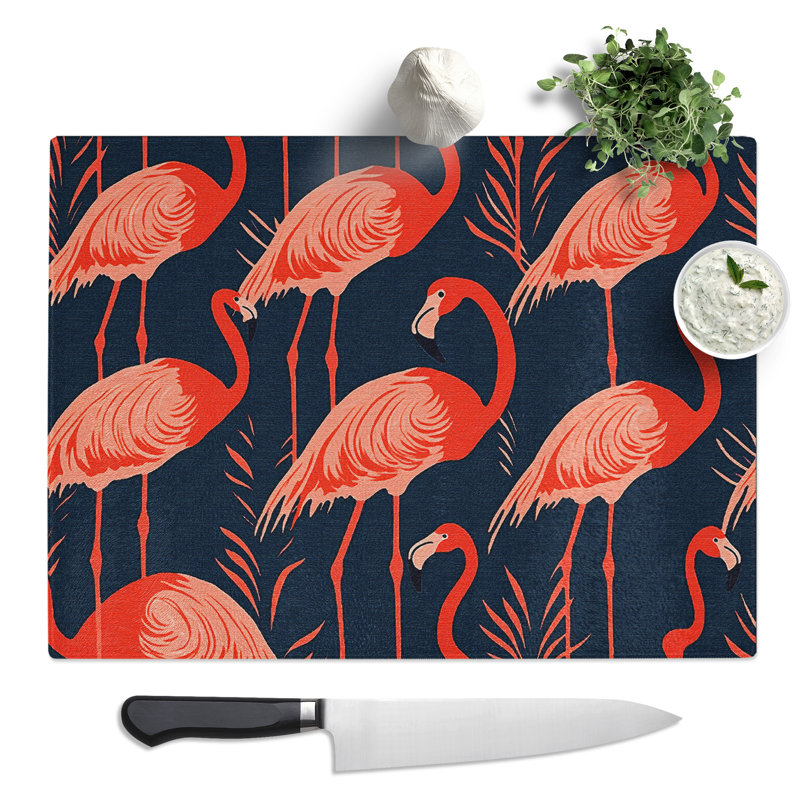 Flamingo Pattern Vol.1  Glass Chopping Board