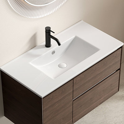 36Inch Bathroom Vessel Sink, Glossy Finish, Porcelain, To Scratching And Chipping White High - Quality Ceramic, Fired At Heat, Low Maintenance