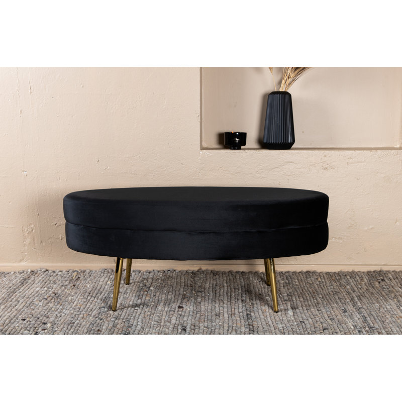 Spivey 40cm Wide Oval Footstool Ottoman, Brass, Black