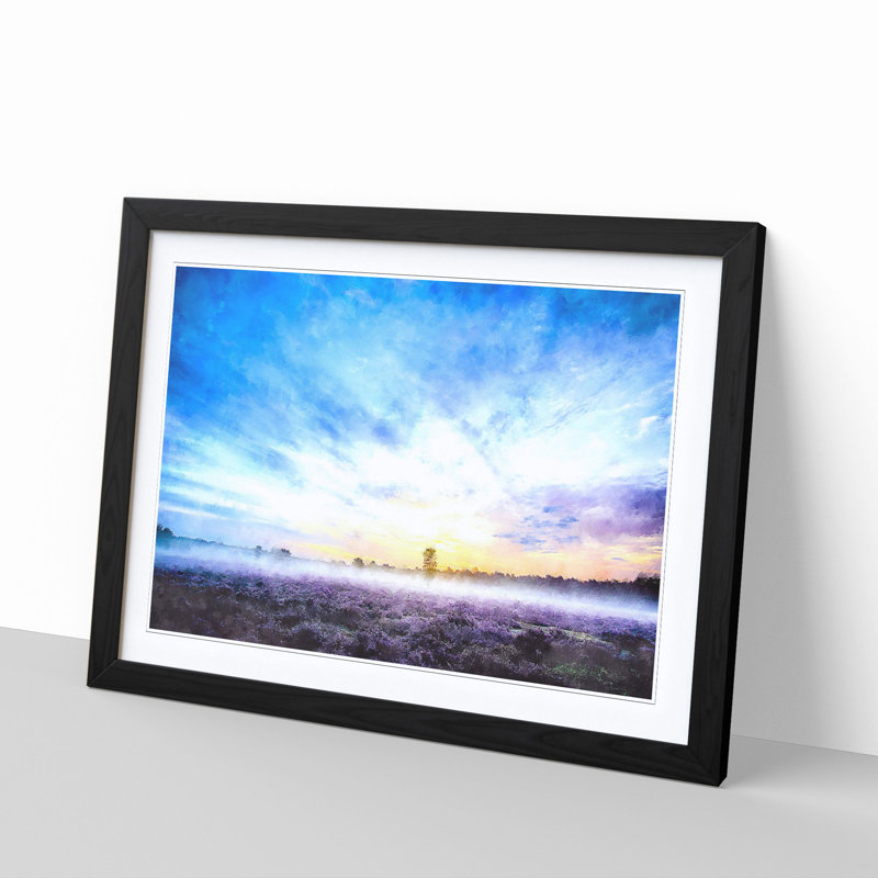 Field of Heather in the Netherlands - Picture Frame Graphic Art Print, 24cm H x 33cm W x 2cm D, Black Framed