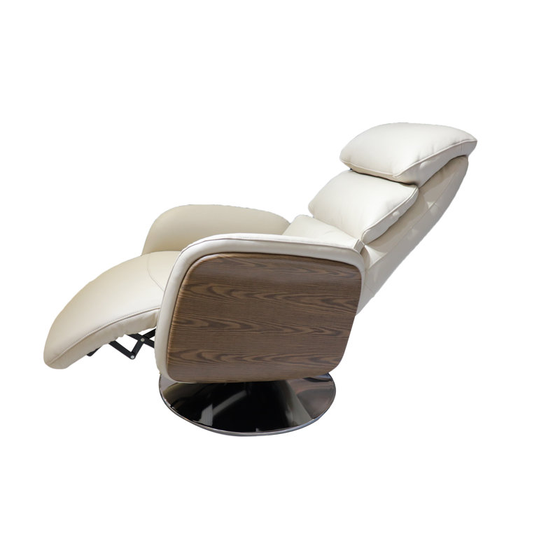 Deshaun Leather Swivel Power Recliner, Sand Genuine Leather