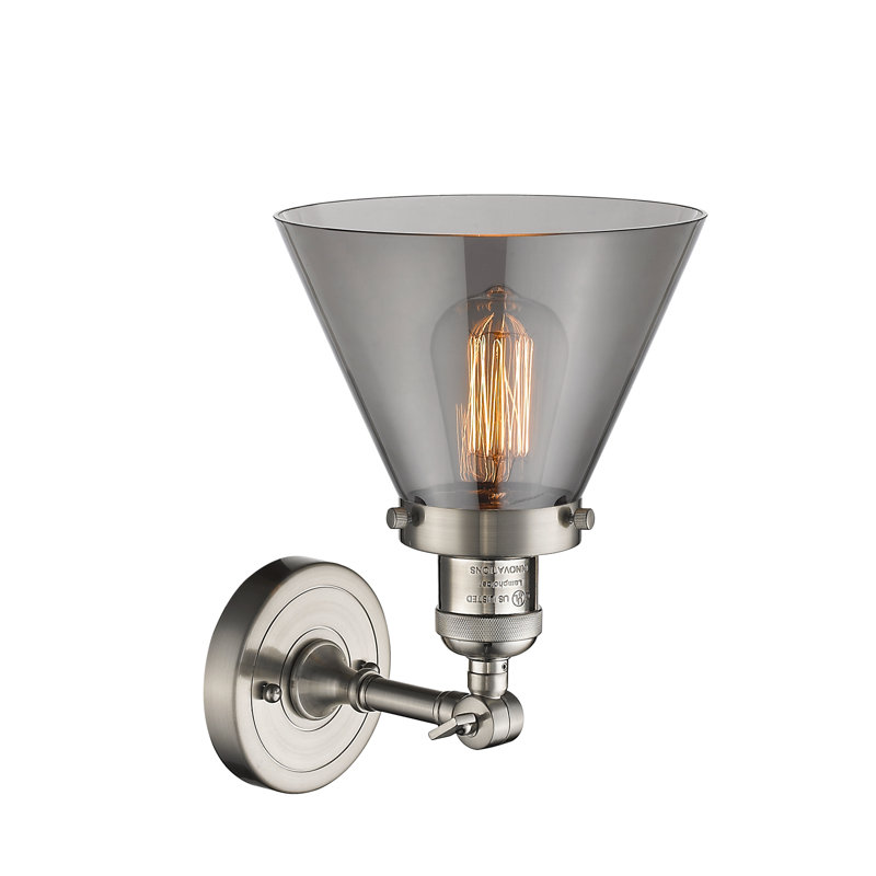 Milazzo Glass Semi Flush Mount, Smoked, Brushed Satin Nickel, 13.5" H x 7.75" W x 7.75" D