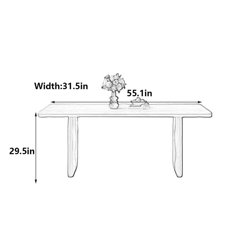 Table de salle à manger de style français, H 29,5 po x L 55,1 po x l 31,5 po