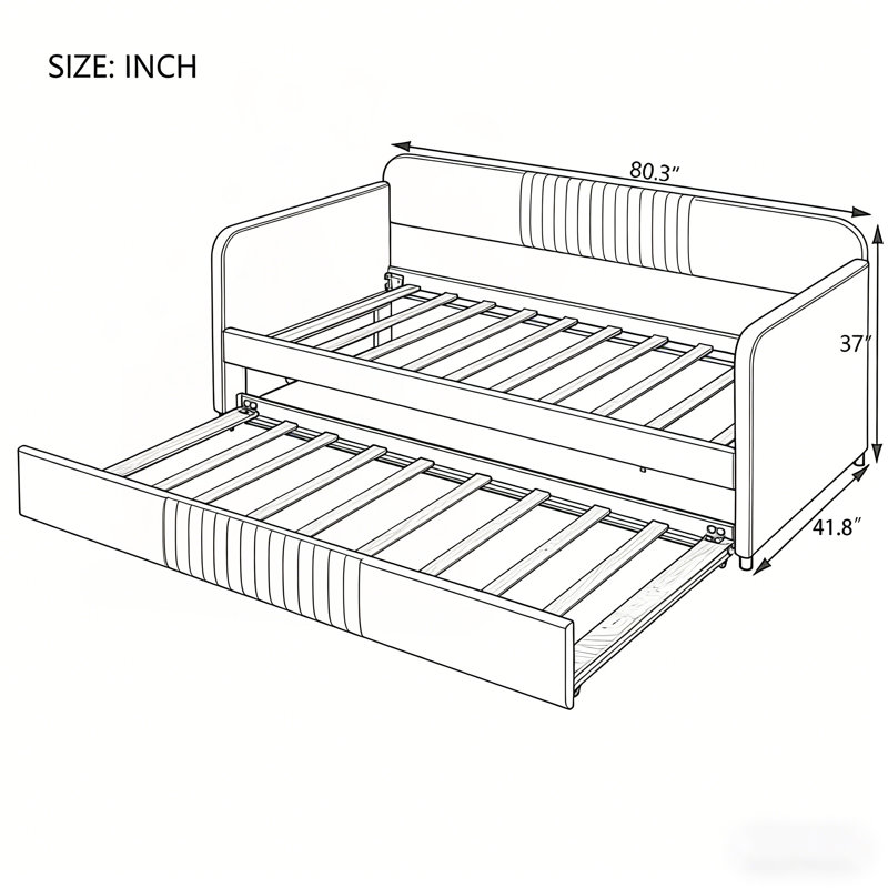 Elegant Velvet Upholstered Daybed Sofa Bed Twin Size With Trundle And Wood Slat, Perfect For Extra Sleeping Space And Small Rooms