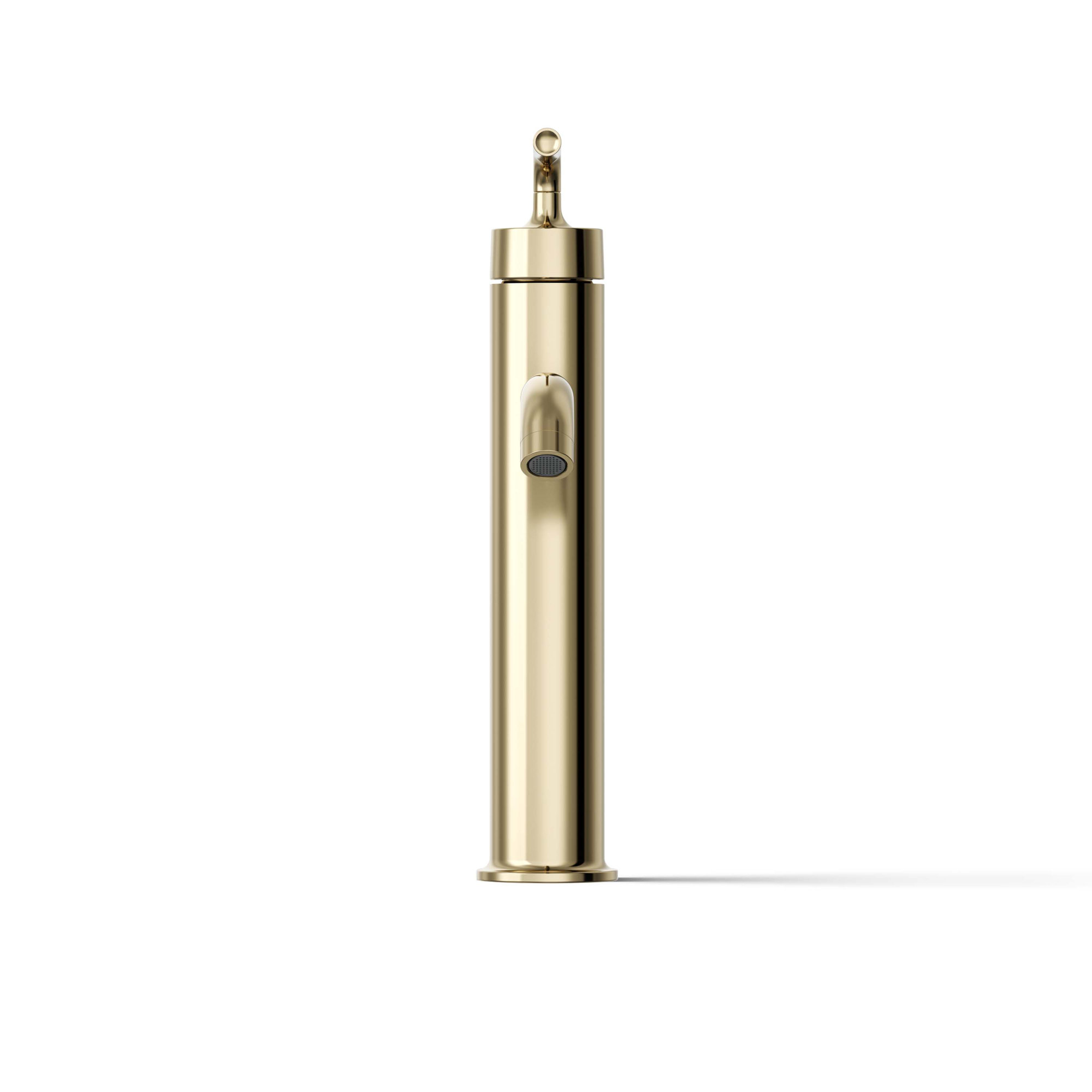 Purist Vessel Sink Bathroom Faucet with Drain Assembly, Vibrant French Gold