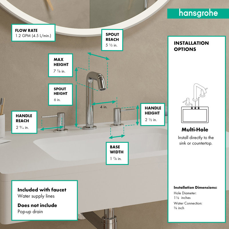 Robinet à large entraxe 150, 1,2 GPM hansgrohe Tecturis S, Noir satiné