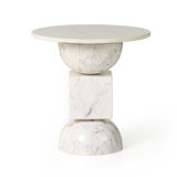 Marlow Genuine Marble Pedestal End Table