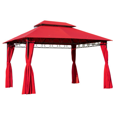 Outdoor UV Protection Gazebo Tent 13.2 Ft. Metal Patio Gazebo Canopy -  FDW, GZ-G3017-Red