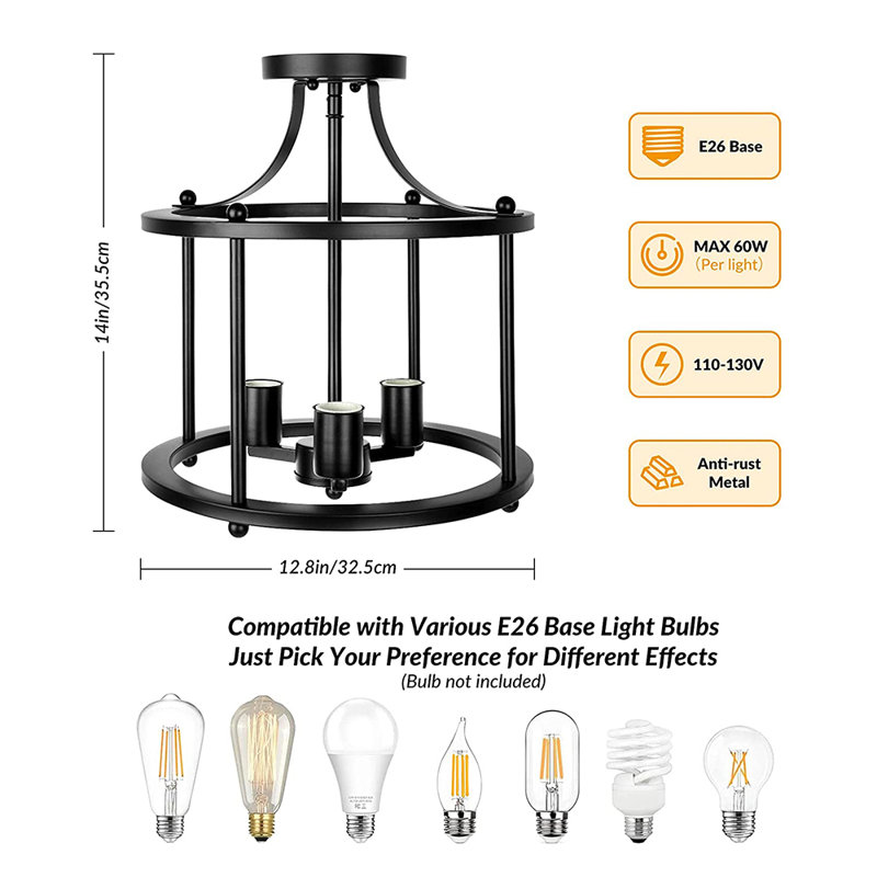 Juanesha 3 - Light Matte Black Caged Pendant