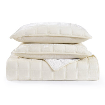 Stella Faux Silk Double Box Stitch Classic Chic Casual Modern Rustic Quilt Set