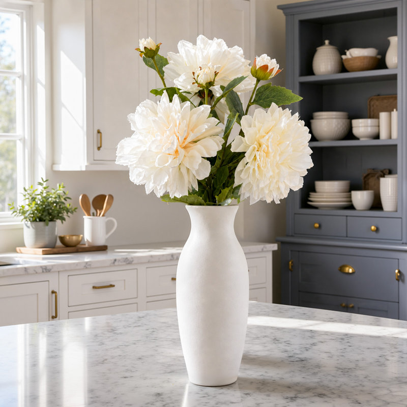 Dahlia arrangement floral blanc (ensemble de 3), Blanc