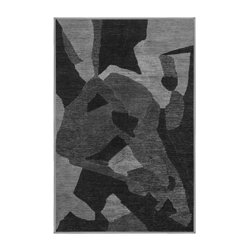 Tapis abstrait en laine et polyester tissé à la machine Calderin, Rectangle 8 pi x 12 pi