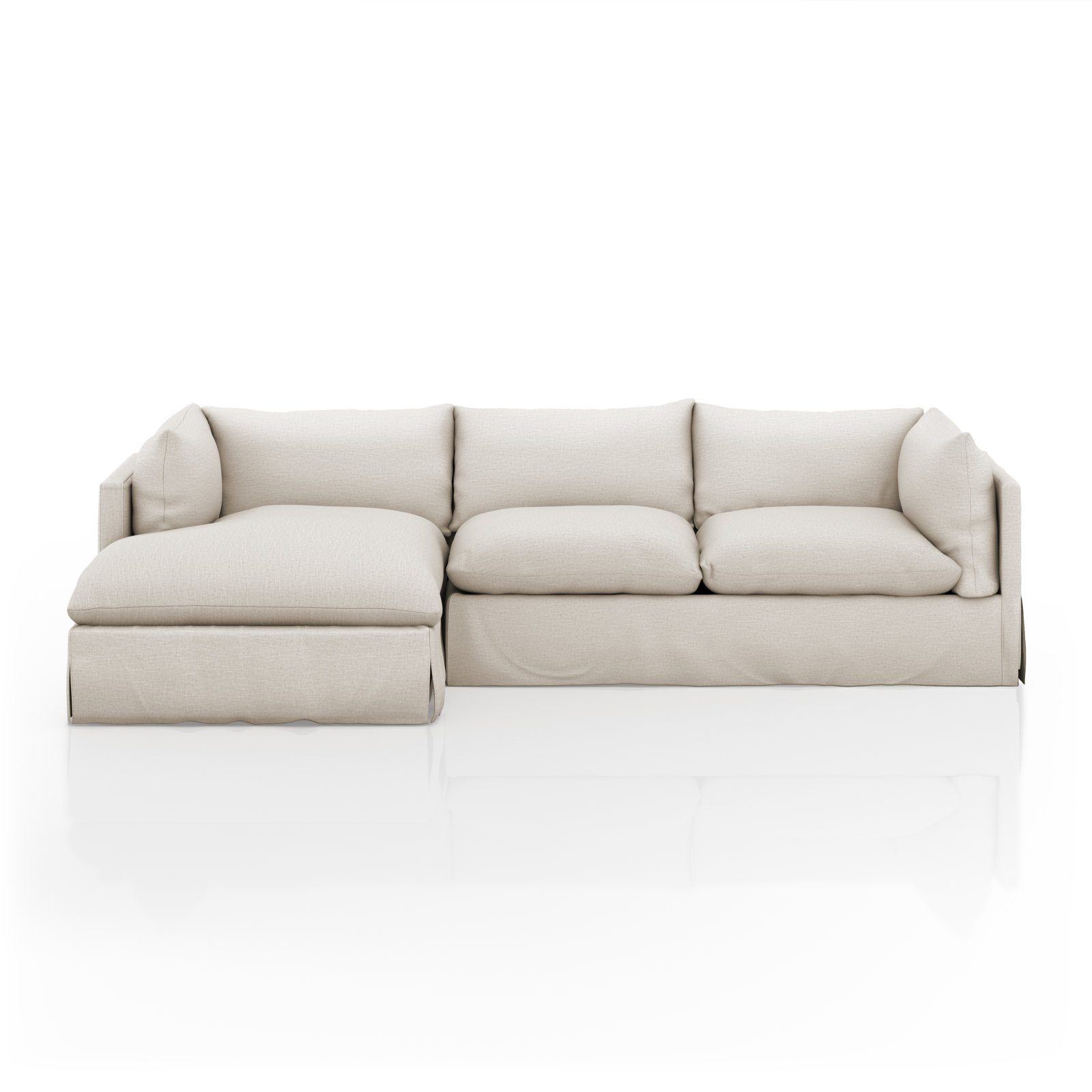 Zuri Slipcover Chaise Sectional, Left Hand Facing, Valley Nimbus Polyester Blend, 31.5" H x 133" W x 67" D