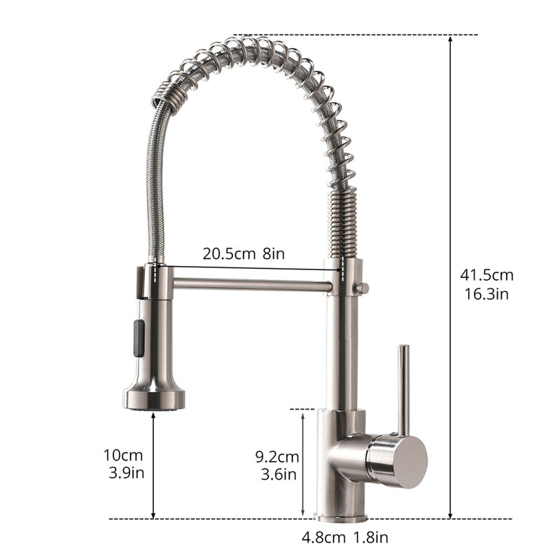 Kitchen Faucet With Pull Down , Brushed Nickel, Single Handle Lever, 360 Rotatable Wedge Handle, Degree Spout For Sinks