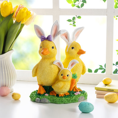 11.5"H Easter Resin Duck Family Table Decor