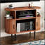 Grand support de tourne-disque rond avec station de charge, ports USB et armoire de rangement, support de table tournante moderne Mid-Century pour chambre à coucher ou salon